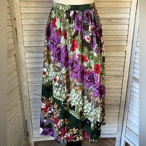 CITICRAZE BOHO Style Women’s SZ M Floral Skirt 100%Cotton Purple Red Green Black